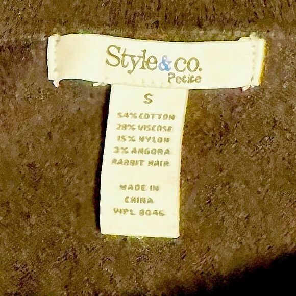 Style & Co Petite Geometric Black and Brown Cowl neck Poncho Sweater Small - Picture 6 of 8